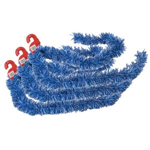 3x stuks kerstboom folie slingers/lametta guirlandes van 180 x 7 cm in de kleur blauw met sneeuw