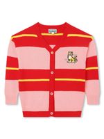 Kenzo Kids cardigan rayé à logo brodé - Rouge