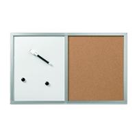 Herlitz 10685394 prikbord en magneetbord, 40x60cm met houten frame, kleur zilver
