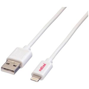 ROLINE Lightning naar USB 2.0 kabel voor iPhone, iPod, iPad, wit, 0,15 m