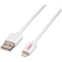 ROLINE Lightning naar USB 2.0 kabel voor iPhone, iPod, iPad, wit, 0,15 m - thumbnail