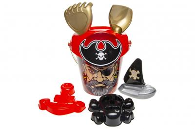 LG-Imports strandspeelgoed piraten met emmer 6-delig multicolor 18 cm