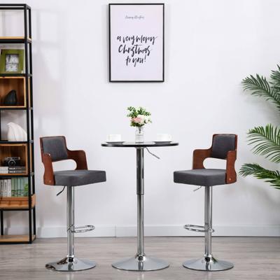 vidaXL Barkrukken 2 st gebogen hout en stof donkergrijs