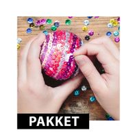 Zelf 5x pailletten kerstballen maken set 10 cm - thumbnail