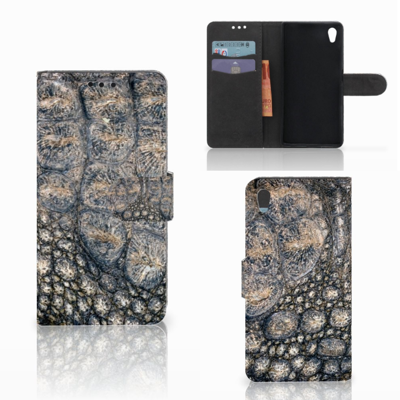Sony Xperia Z5 | Z5 Dual Telefoonhoesje met Pasjes Krokodillenprint Sony Xperia Z5 | Z5 Dual Telefoonhoesje met Pasjes Krokodillenprint