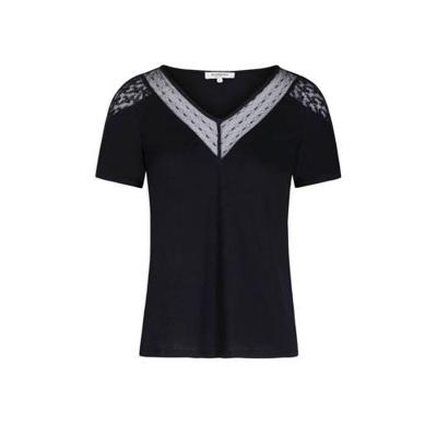 Morgan semi-transparante kanten top met kant marine Morgan semi-transparante kanten top met kant marine