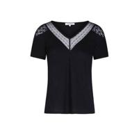 Morgan semi-transparante kanten top met kant marine