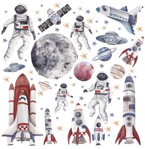 Muursticker - Set van raketten, astronauten, planeten