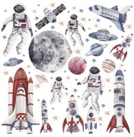 Muursticker - Set van raketten, astronauten, planeten - thumbnail