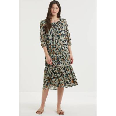 Fransa maxi jurk van gerecycled polyester mintgroen/donkergroen/oranje Fransa maxi jurk van gerecycled polyester mintgroen/donkergroen/oranje