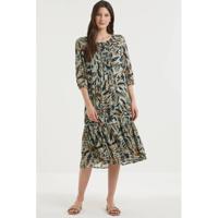 Fransa maxi jurk van gerecycled polyester mintgroen/donkergroen/oranje