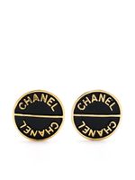 CHANEL Pre-Owned boucles d'oreilles clip à logo (années 1990) - Noir - thumbnail