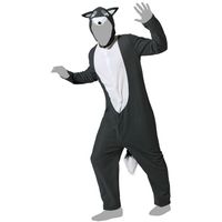 Grijze wolf dieren verkleedkleding onesie voor volwassenen XL (42-44)  - - thumbnail