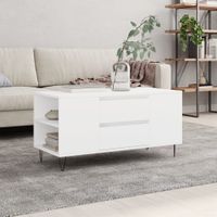 Salontafel 102x44,5x50 cm bewerkt hout wit - thumbnail