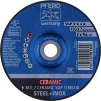 PFERD 62217300 E 180-7 CERAMIC SGP STEELOX Afbraamschijf gebogen Diameter 180 mm Boordiameter 22.23 mm RVS, Staal 10 stuk(s) - thumbnail