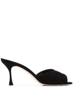 Manolo Blahnik mules Pirua 70 mm en daim - Noir - thumbnail