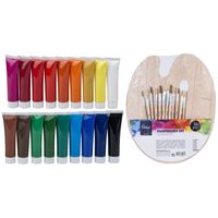 Hobby/knutsel schilderen set acryl verf met palet en kwasten   -