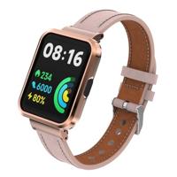 By Qubix - Leren band met case - Rood - Xiaomi Redmi Watch 2 (Lite)