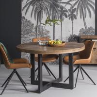 Livingfurn Ronde Eettafel Strong Mangohout en staal