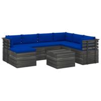 vidaXL 8-delige Loungeset pallet met kussens massief grenenhout