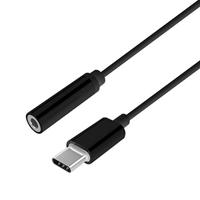 AISENS - A109-0385 USB-C naar audio-converter in Apple-stijl, USB-C/M-Jack 3,5/H, zwart, 15 cm