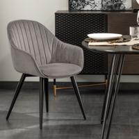 Kave Home Eetkamerstoel 'Fabia' Velvet, kleur Grijs