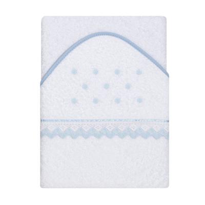 Interbaby Badcape Stippen Junior 100 Cm Katoen Wit/blauw