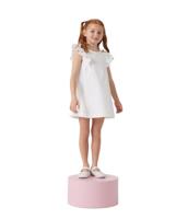 Petit Bateau Jurk met korte mouwen voor meisjes en jongens, Wit/Zilver, 10 Jaar