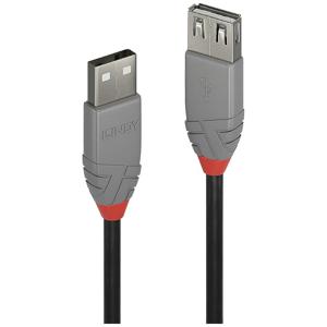 LINDY USB-kabel USB 2.0 USB-A stekker, USB-A bus 1.00 m Zwart, Grijs 36702