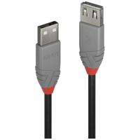 LINDY USB-kabel USB 2.0 USB-A stekker, USB-A bus 1.00 m Zwart, Grijs 36702 - thumbnail