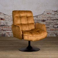 Tower Living Draaibare Fauteuil Tropea Velvet - Okergeel - thumbnail