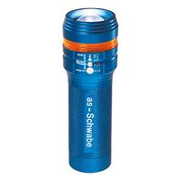 as - Schwabe LichtFabrik LED-Taschenlampe 70-110 Lumen mit Zoom XT 1 I – Profi Taschenlampe LED – Sehr helle Taschen-Lampe mit robustem Aluminium-Gehäuse – Indoor + Outdoor Taschenlampe – blau I 42804