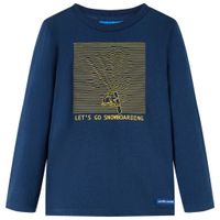 Kindershirt met lange mouwen snowboardprint 92 marineblauw - thumbnail