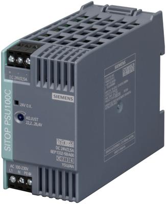 Siemens SITOP PSU100C 24 V/2,5 A DIN-rail netvoeding 24 V/DC 2.5 A 60 W Aantal uitgangen: 1 x Inhoud: 1 stuk(s)