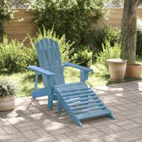 Stoel Adirondack met voetenbank massief vurenhout blauw