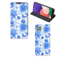 Smart Cover voor Samsung Galaxy A22 5G Flowers Blue - thumbnail