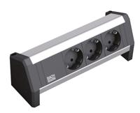 BACHMANN Desk stekkerdoos 3x geaard contact, met montagehoeken