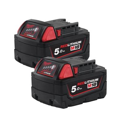 Milwaukee M18 B52 Accu set 18V 2x 5.0Ah - 4932451242 Milwaukee M18 B52 Accu set 18V 2x 5.0Ah - 4932451242