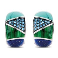 TI SENTO-Milano 7842TQ Oorringen Mozaiek zilver-zirconia-kleursteen groen-blauw-turquoise 17 mm