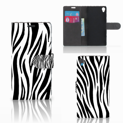 Sony Xperia Z3 Telefoonhoesje met Pasjes Zebra Sony Xperia Z3 Telefoonhoesje met Pasjes Zebra