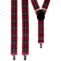 Carnaval verkleed Bretels in Schotse tartan ruit - rood - Schotland - Volwassenen - thumbnail