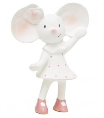 Meiya & Alvin knijp- en bijtknuffeltje Meiya de muis wit/roze 16 cm