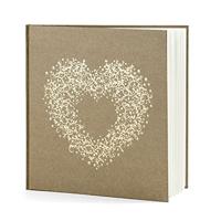 Kraft gastenboek met gouden hart 22 pagina's