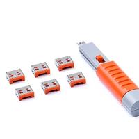 SMARTKEEPER USB-A-poort Blocker - 6 x slot met 1 x sleutel (oranje)