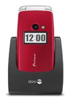 Primo 413 by Doro, all carriers, 32 GB, mobiele telefoon met grote toetsen met tafellaadstation rood