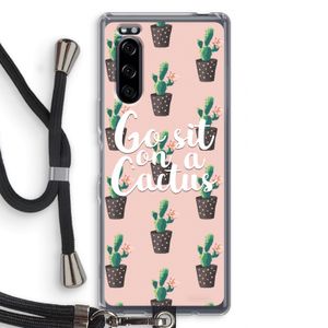 Cactus quote: Sony Xperia 5 Transparant Hoesje met koord