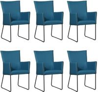 Set van 6 Blauwe leren industriële eetkamerstoelen Mate - Toledo Leer Turquoise (blauw leer) - thumbnail