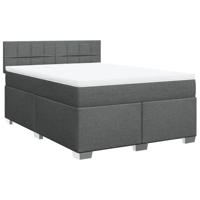 vidaXL Boxspring met matras stof donkergrijs 140x190 cm
