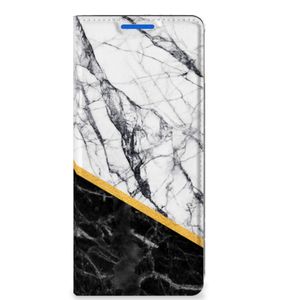 OPPO Reno 6 Pro Plus 5G Standcase Marmer Wit Zwart - Origineel Cadeau Man