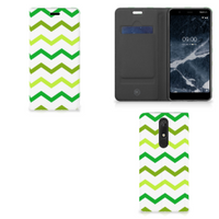 Nokia 5.1 (2018) Hoesje met Magneet Zigzag Groen